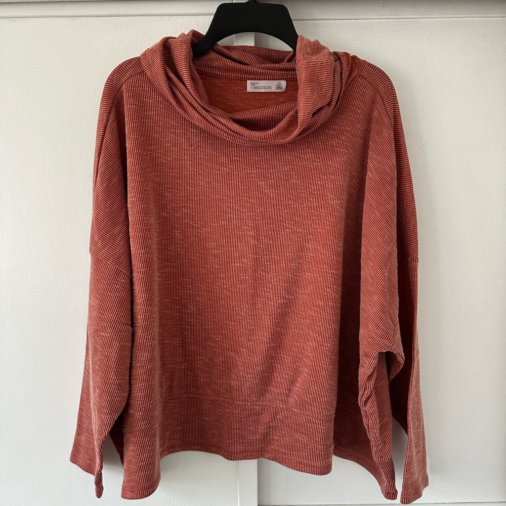 89th & Madison Women's Rust Cowl Neck Sweater • Size L
